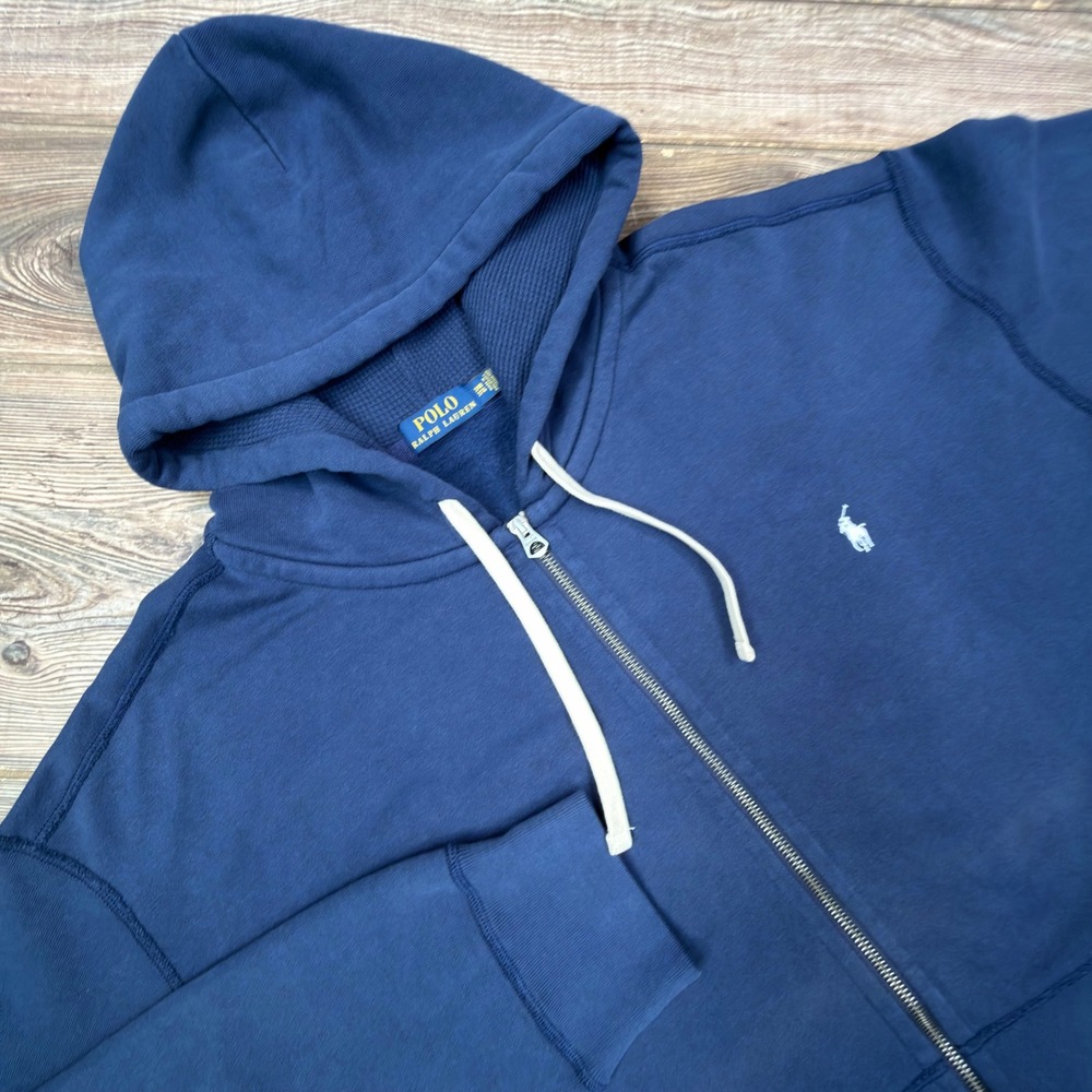 Polo Ralph Lauren Mens 3XB Full Zip Hoodie Navy Blue Pony Logo Fleece